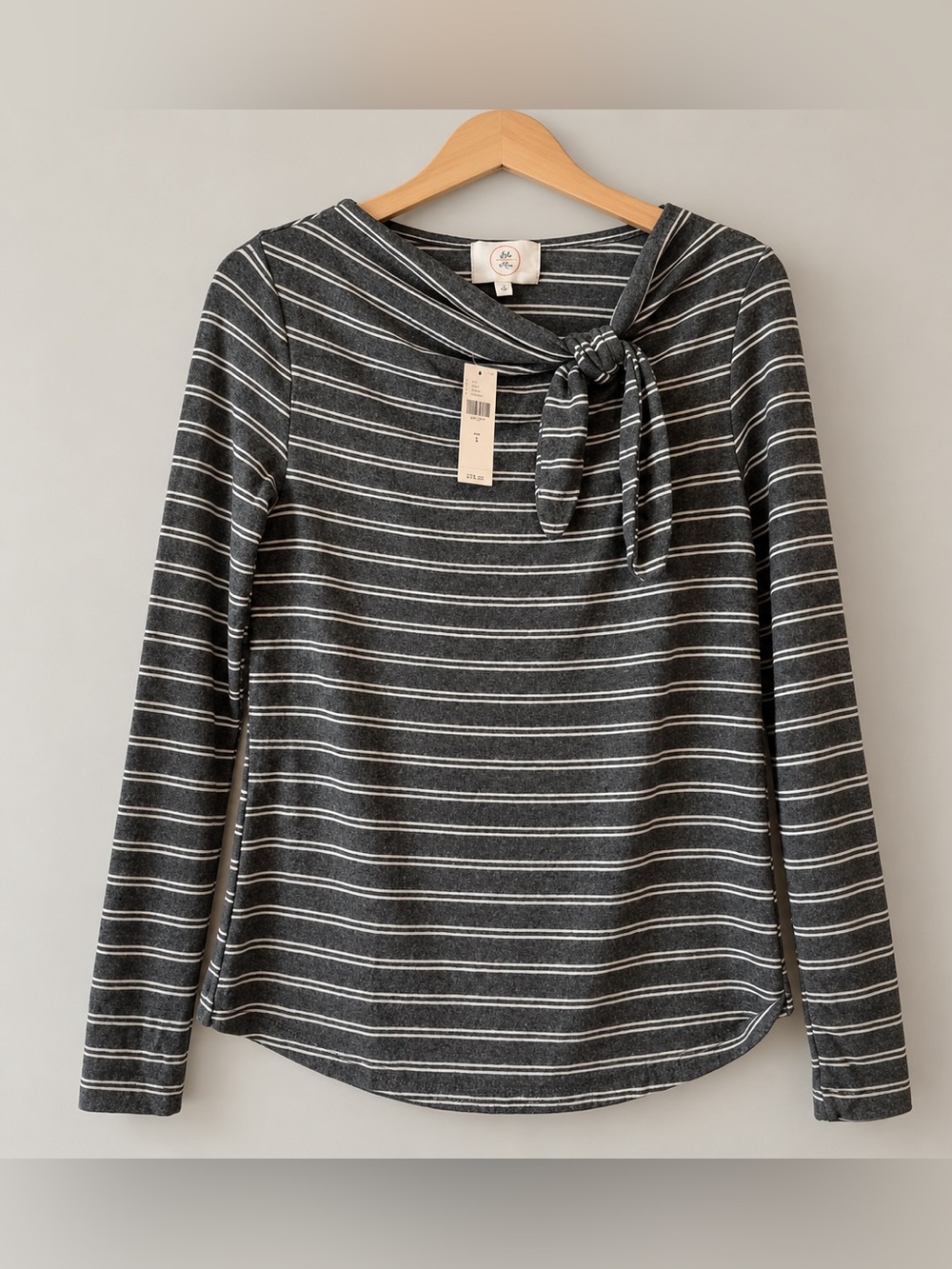 Ella Mara by Anthropologie Gray Neck Tie Long Sleeve Sweater NWT S #1596
